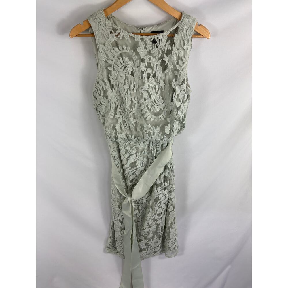 Adrianna Papell Mint Sleeveless Lace Tie Waist Dress Size 8 - Picture 2 of 5